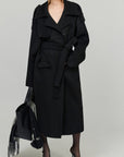 0122stepll Oversized Military Belted Long Wool Trench Coat