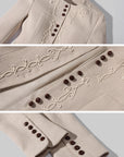 Hydrae Embroidered Fitted Blazer Structured Waist Cropped Jacket Vintage Inspired Tailored Top