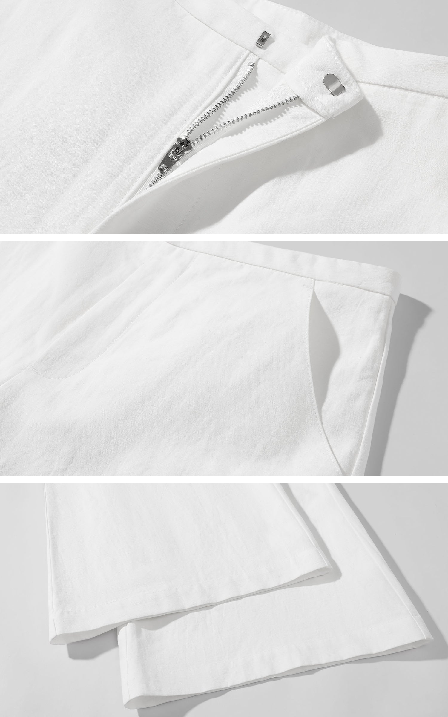 ROVENTE Tailored Wide-Leg Trousers in Textured Linen with Back Flap Pockets - PINKPARKS