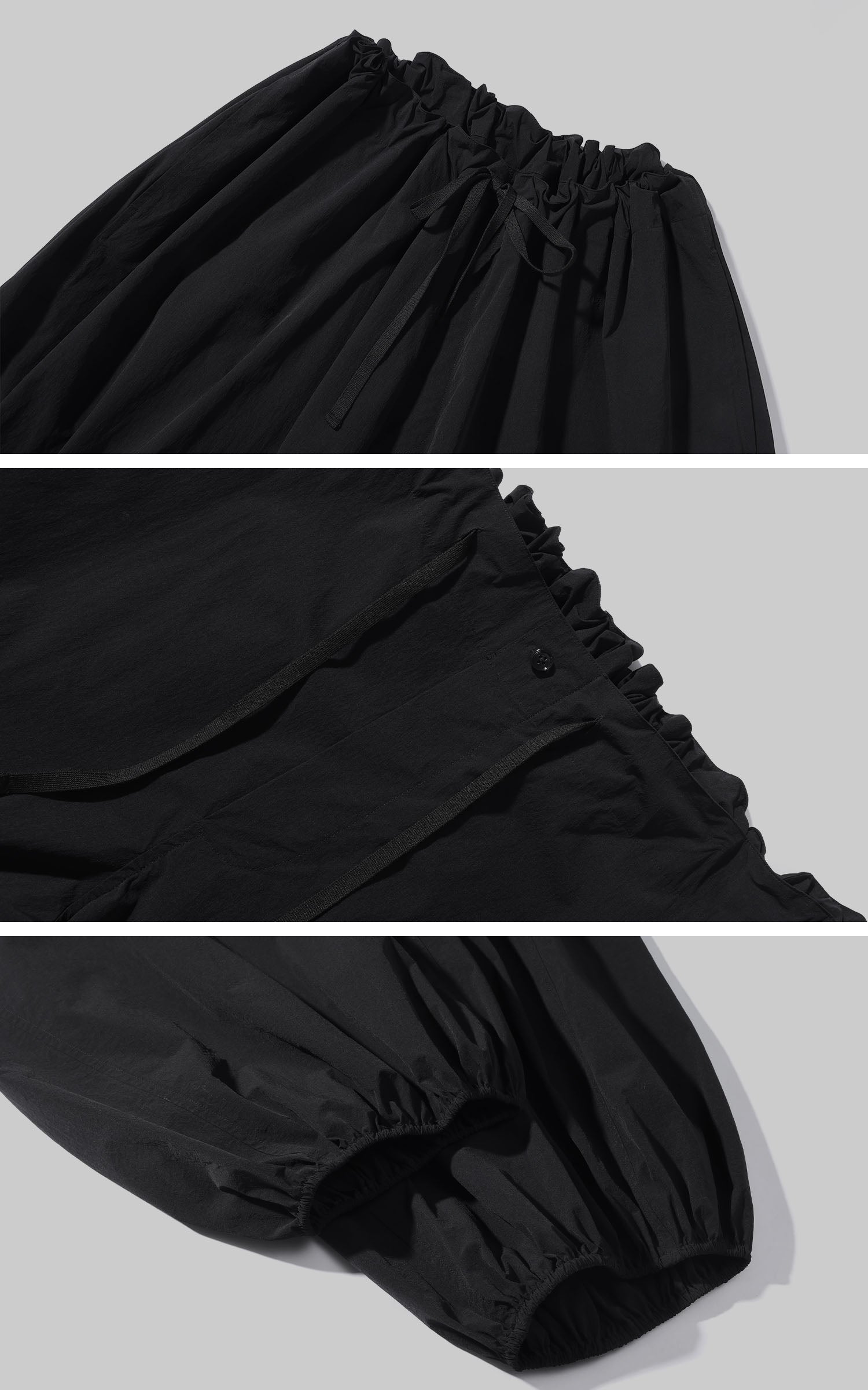 0122STEPLL 셔링 허리 배럴 팬츠