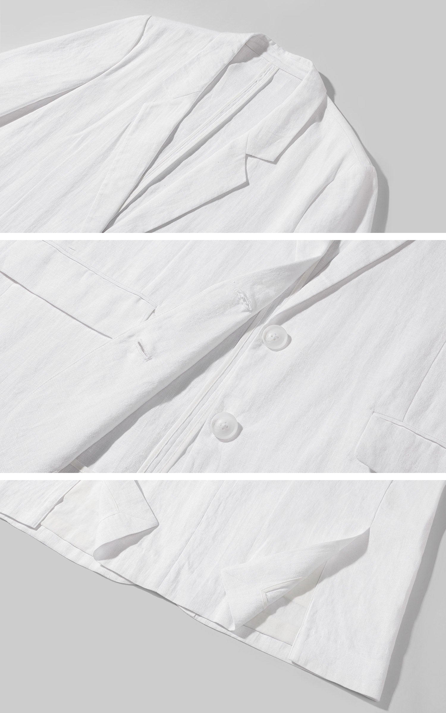 0122stepll Relaxed Linen Suit Set Blazer Pants &amp; Wrap Skirt Overlay