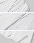 0122stepll Relaxed Linen Suit Set Blazer Pants & Wrap Skirt Overlay