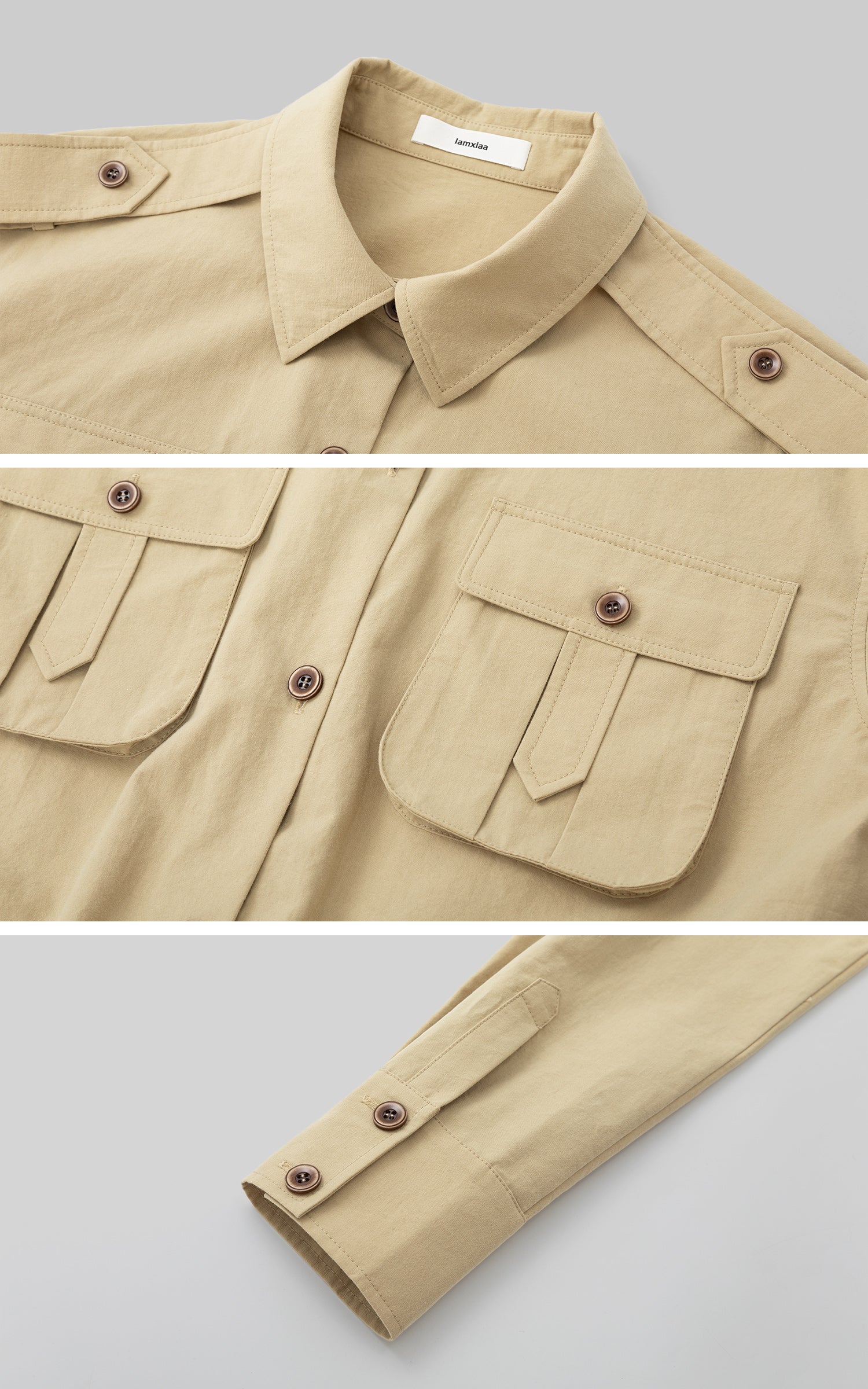 IAMXIAA Utility Pocket Cropped Shirt Jacket