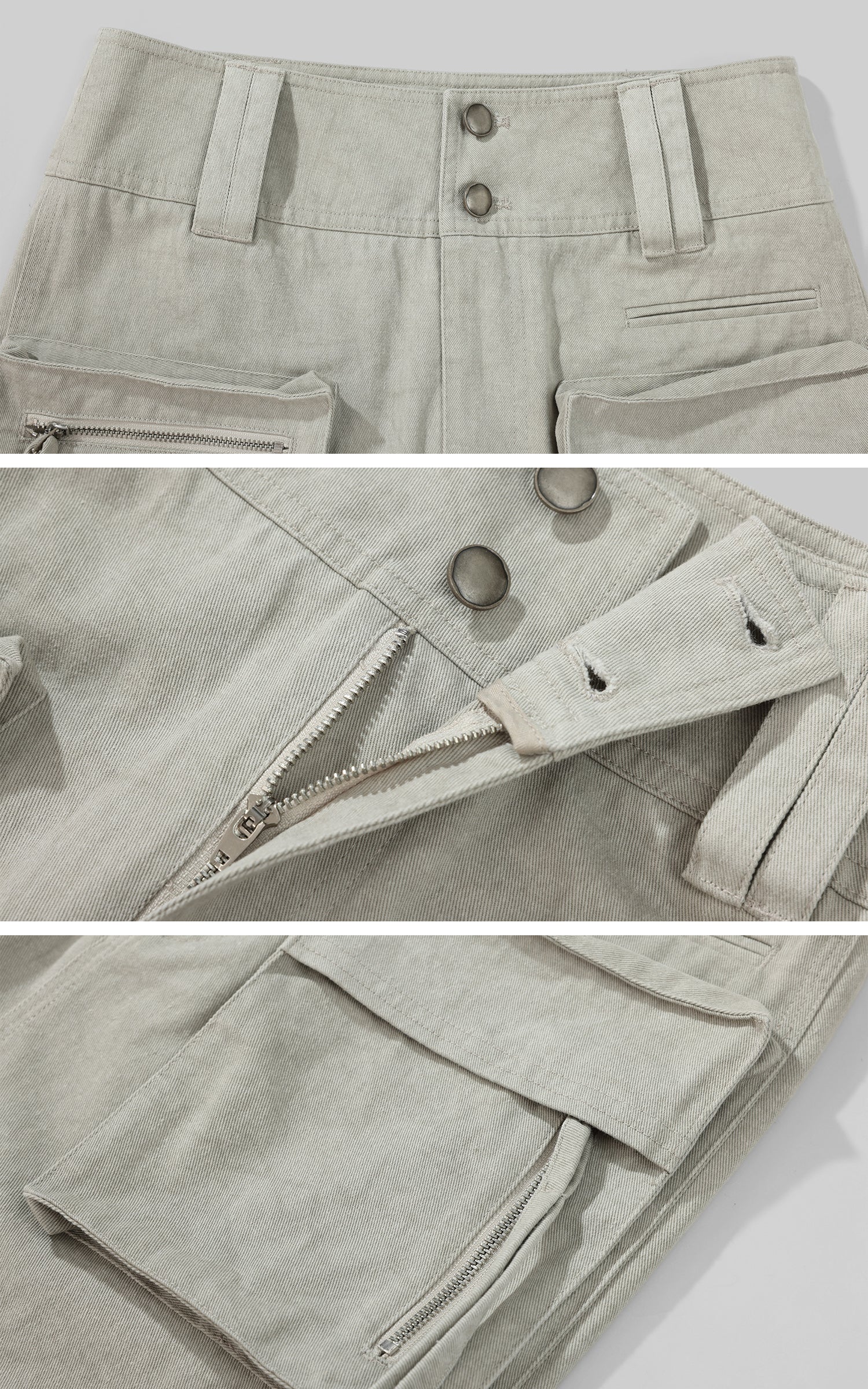 ROVENTE Utility Pocket High-Waist Denim Skirt - PINKPARKS