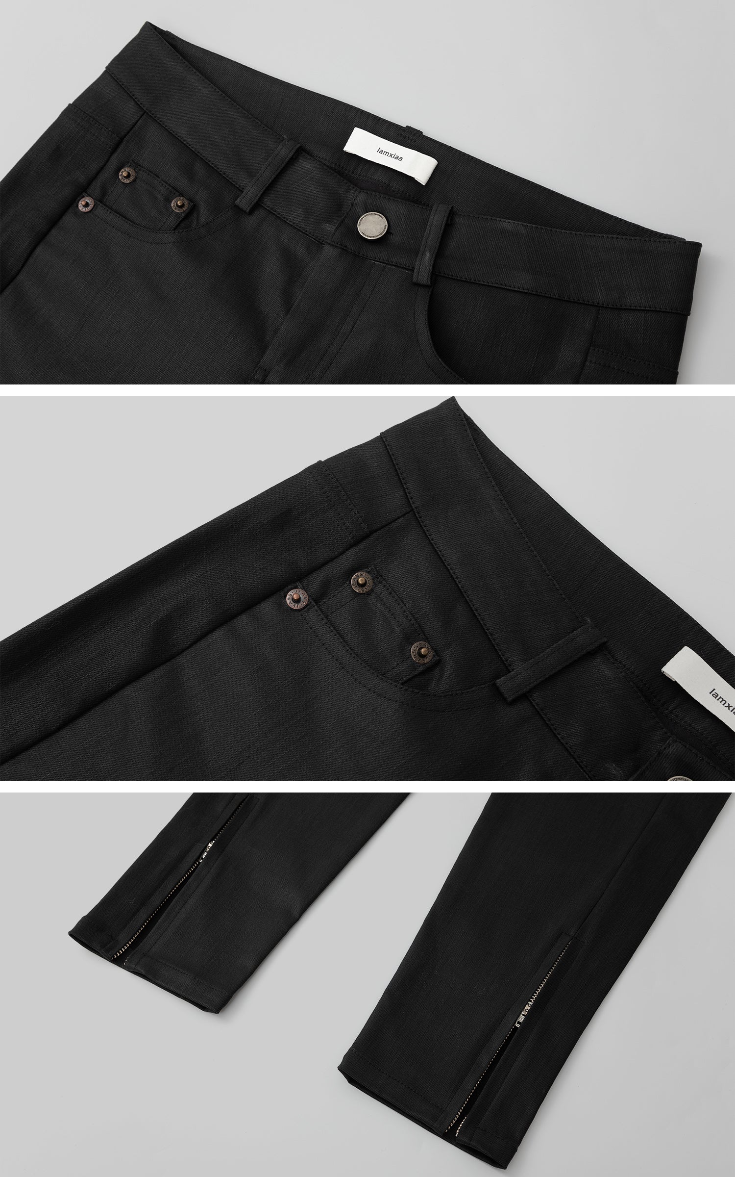 IAMXIAA Coated Skinny Leather Pants High Shine Slim Fit Trousers
