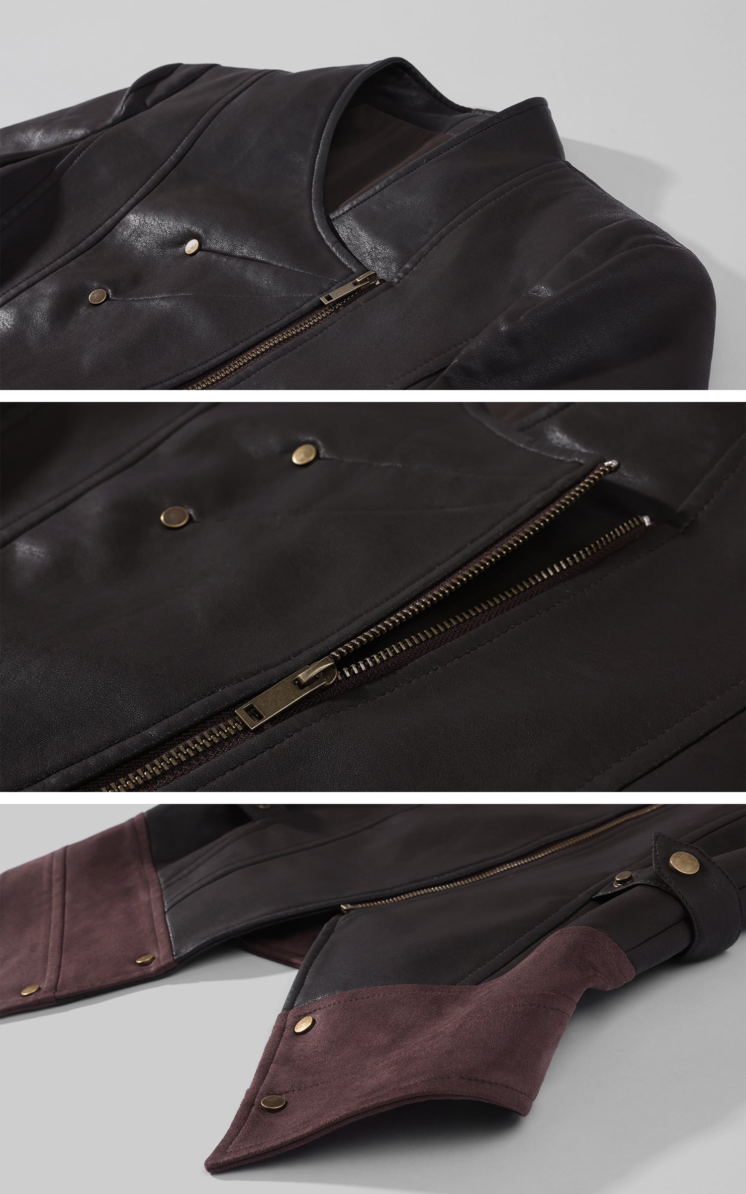 Rase le sol Veste en cuir à panneaux asymétriques &amp; Short Ensemble