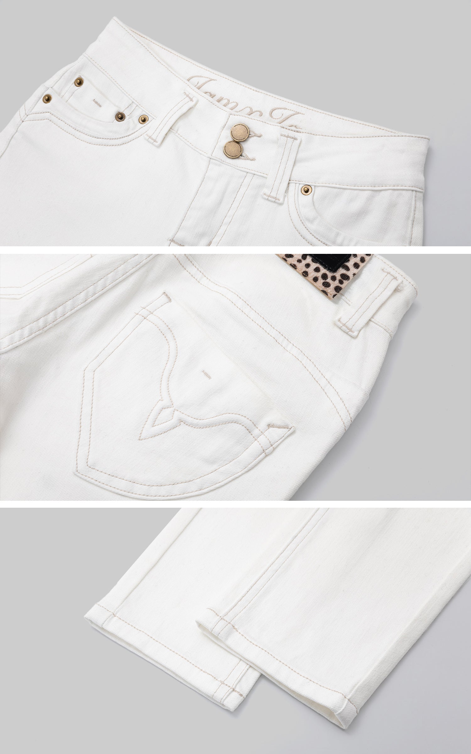 IAMXIAA 스키니 로우라이즈 화이트 데님 진