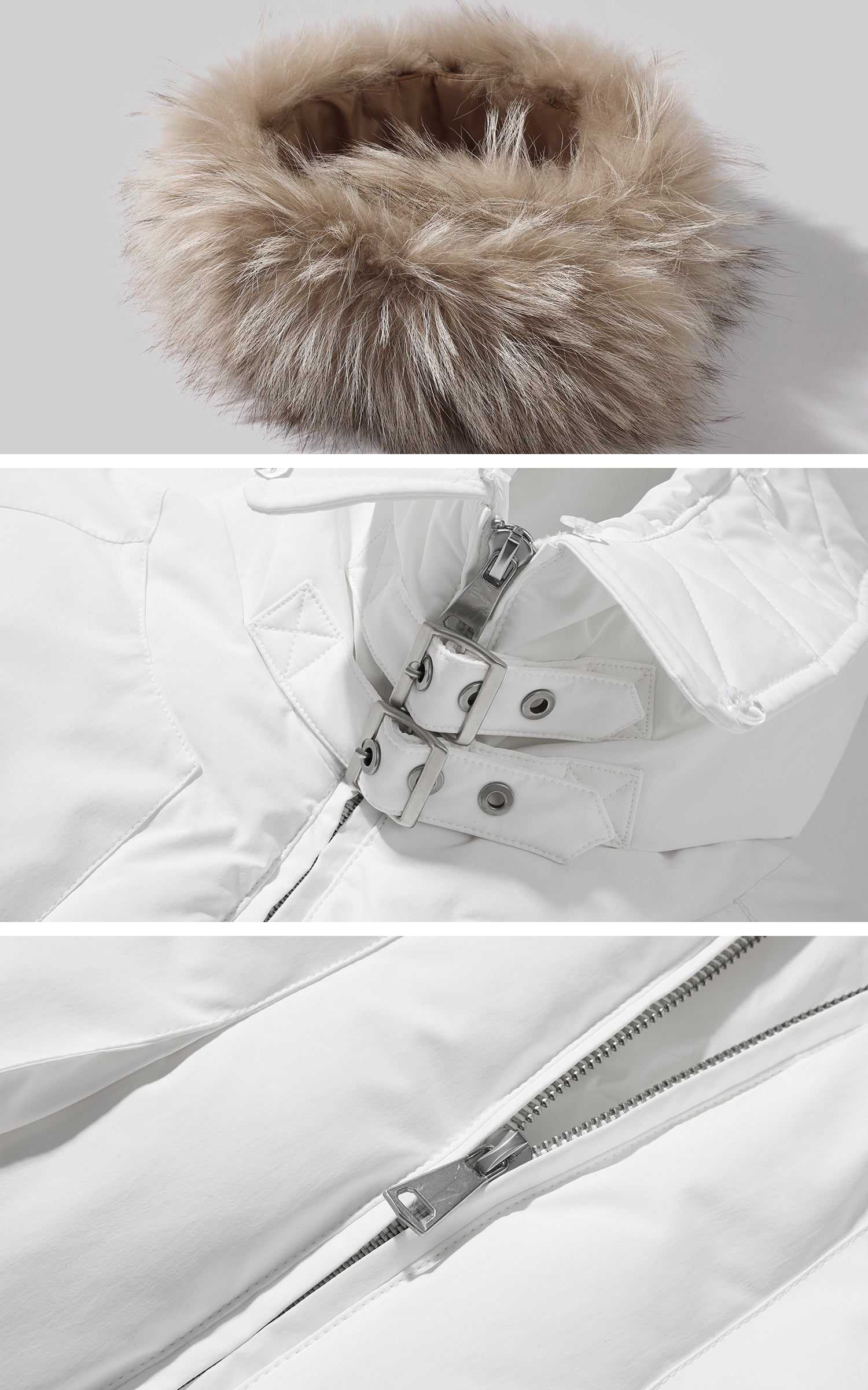 WARDEN EDGE 取り外し可能なフェイクファー付きクロップドパファージャケット