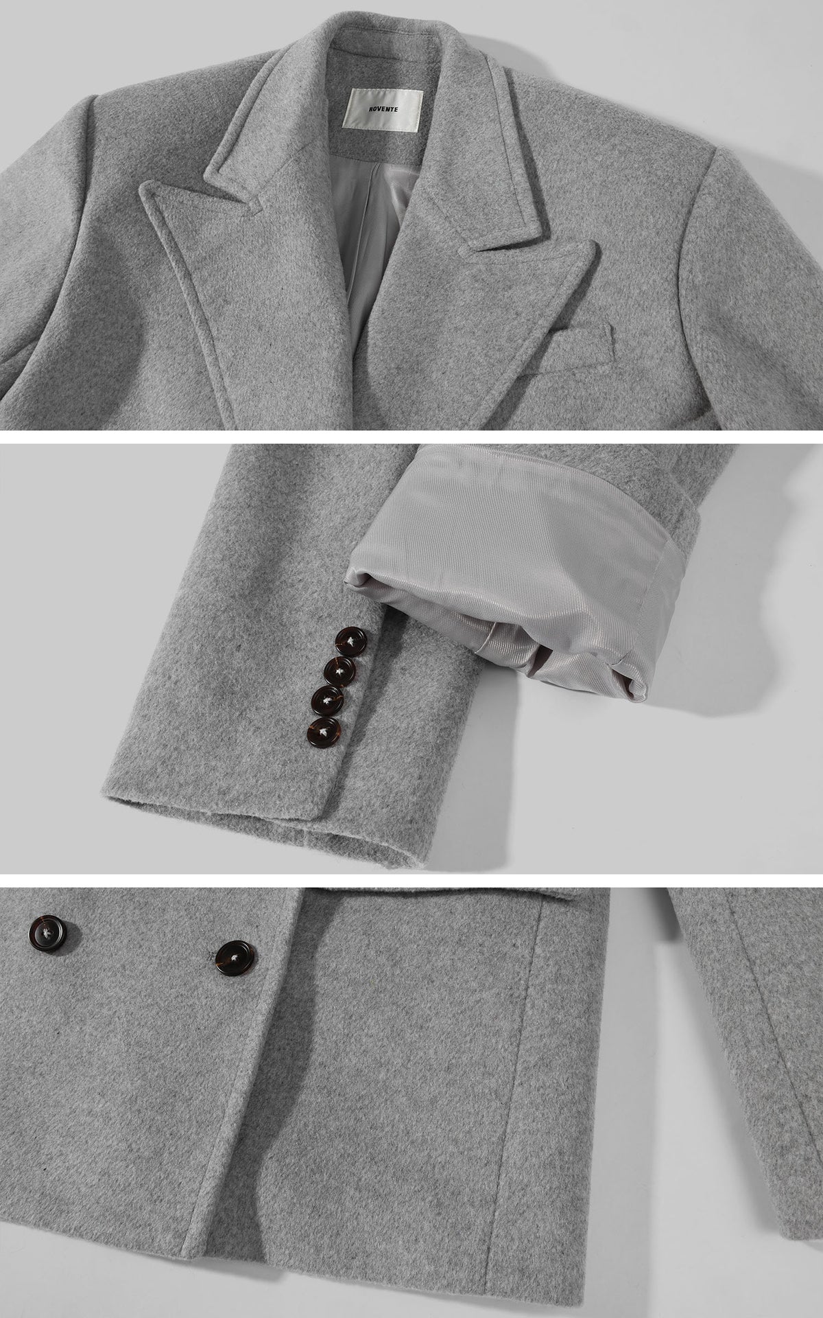 ROVENTE Double-Breasted Belted Blazer with Sculpted Shoulders &amp; Peak Lapels
