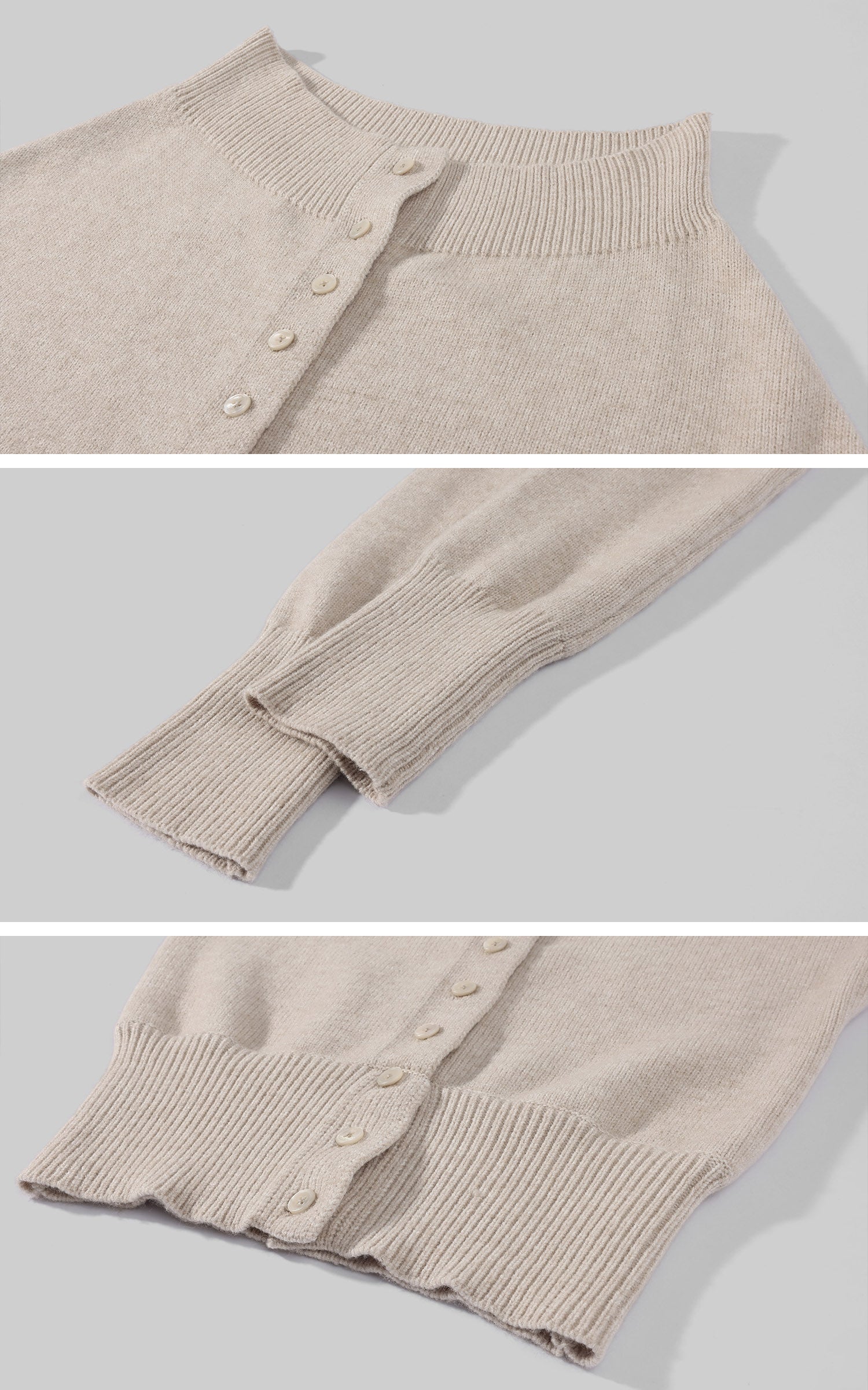Rase le sol  Wool Fallen Shoulder Button Knit Sweater