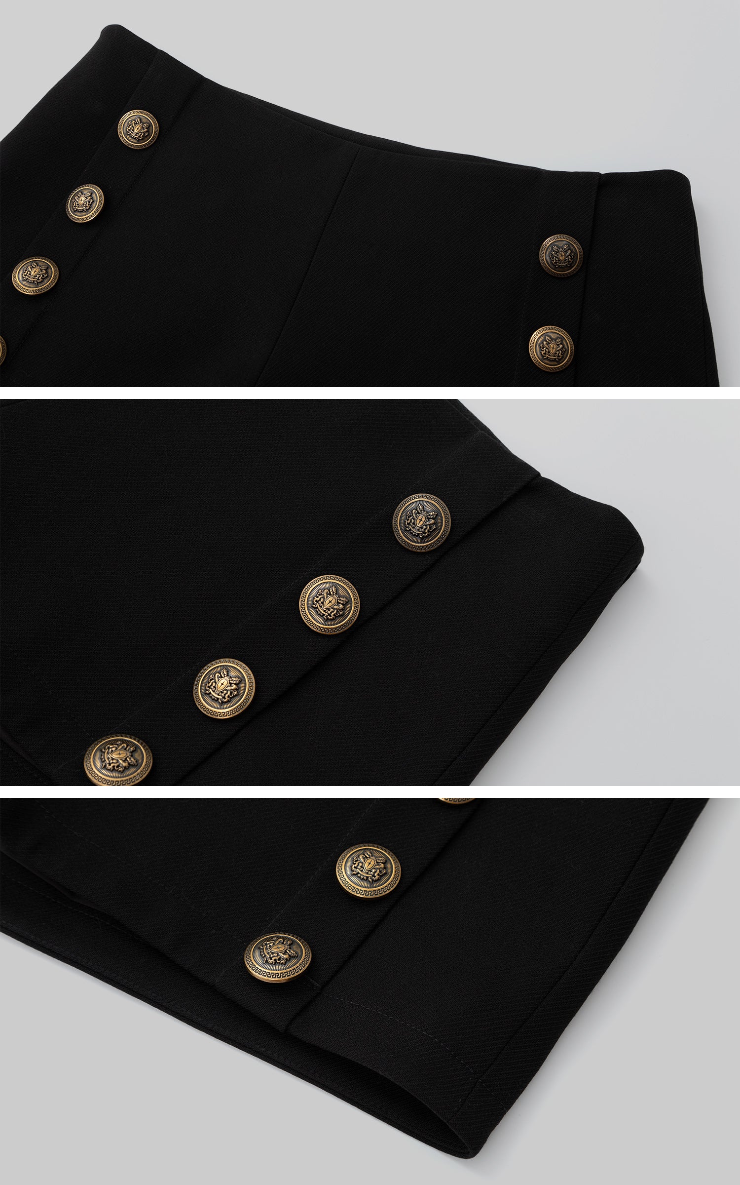 IAMXIAA High Waist Button Detail Mini Shorts in Black