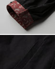 DOINDULGE Oversized Black Shirt with Contrast Collar and Pleated Front