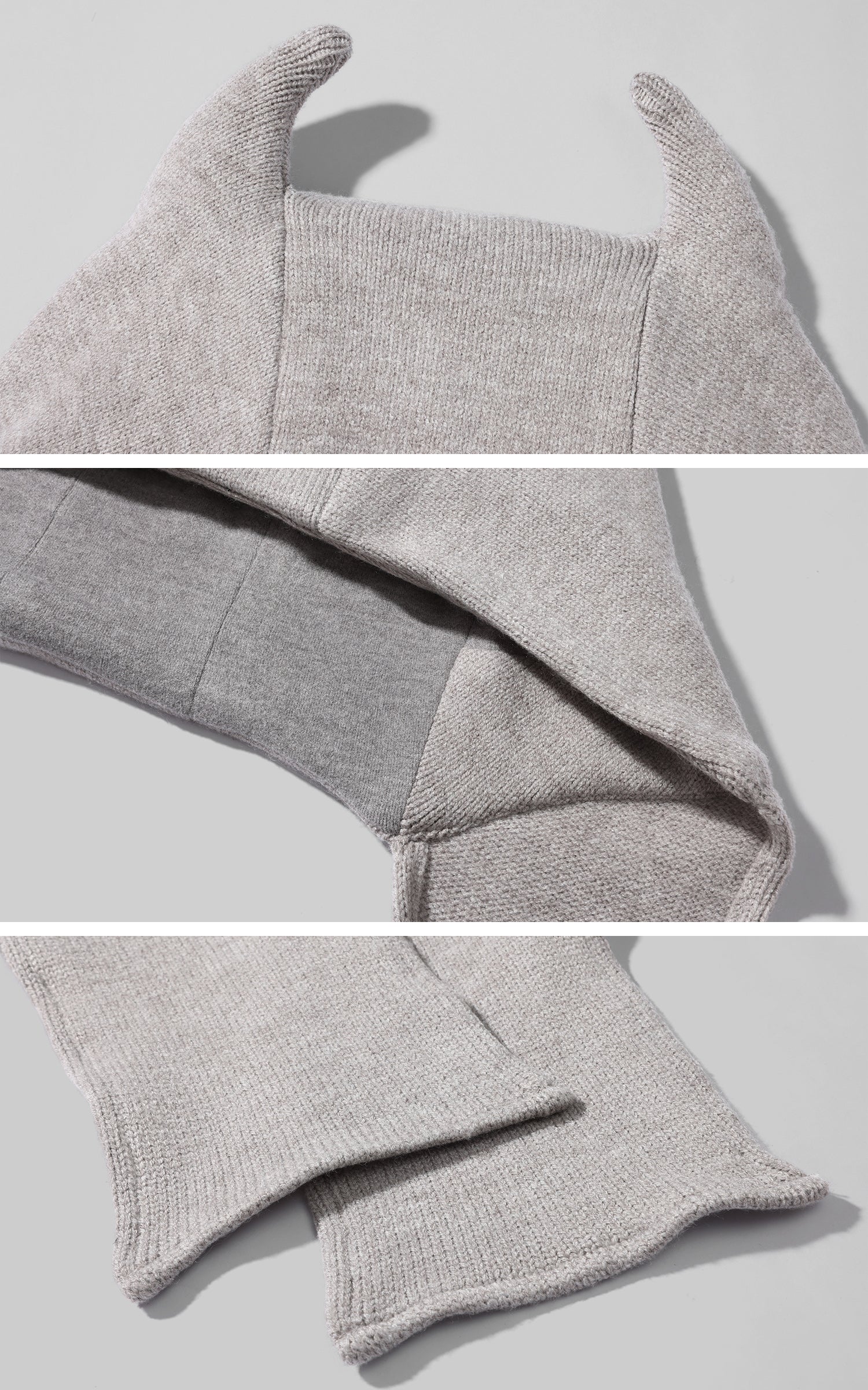 WARDEN EDGE Devil-Horn Knit Hood with Extended Scarf Detail