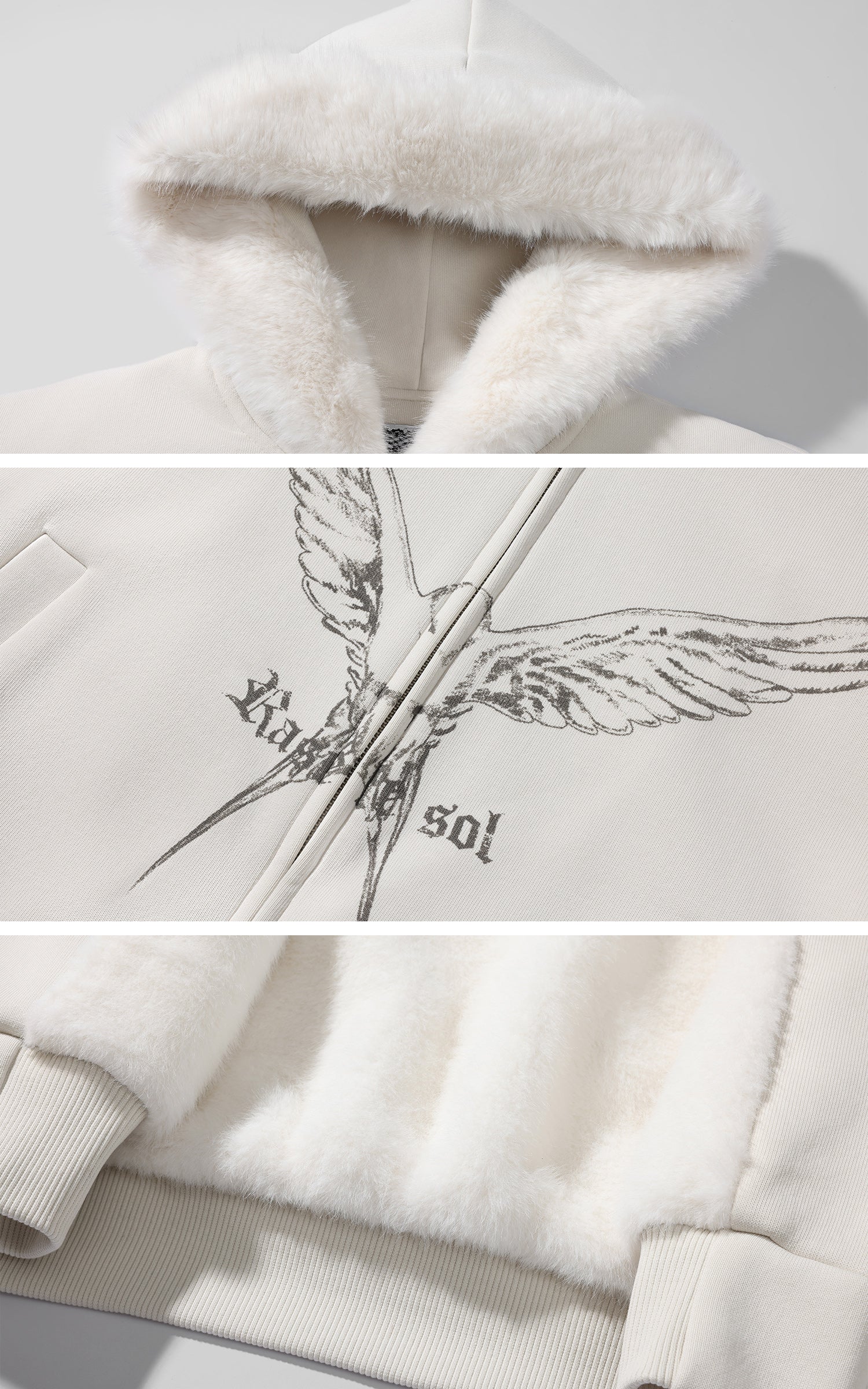 Rase le sol Sweat à capuche en polaire avec motif aile