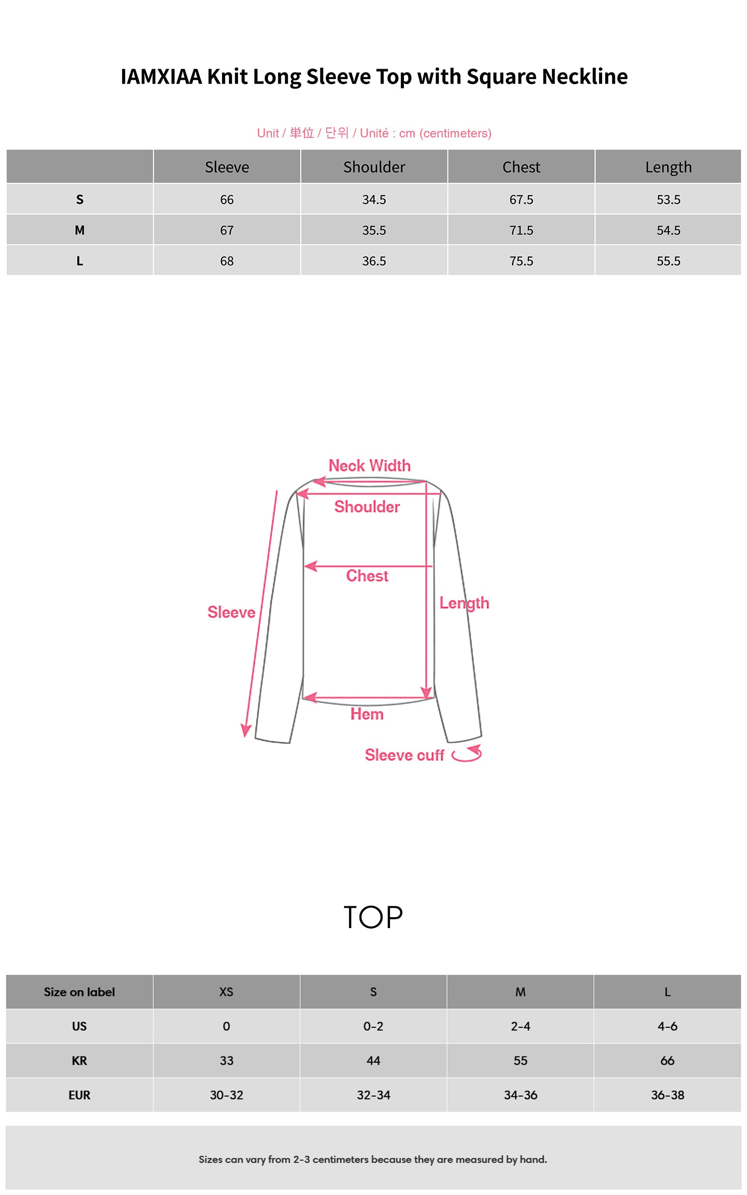 IAMXIAA Knit Long Sleeve Top with Square Neckline