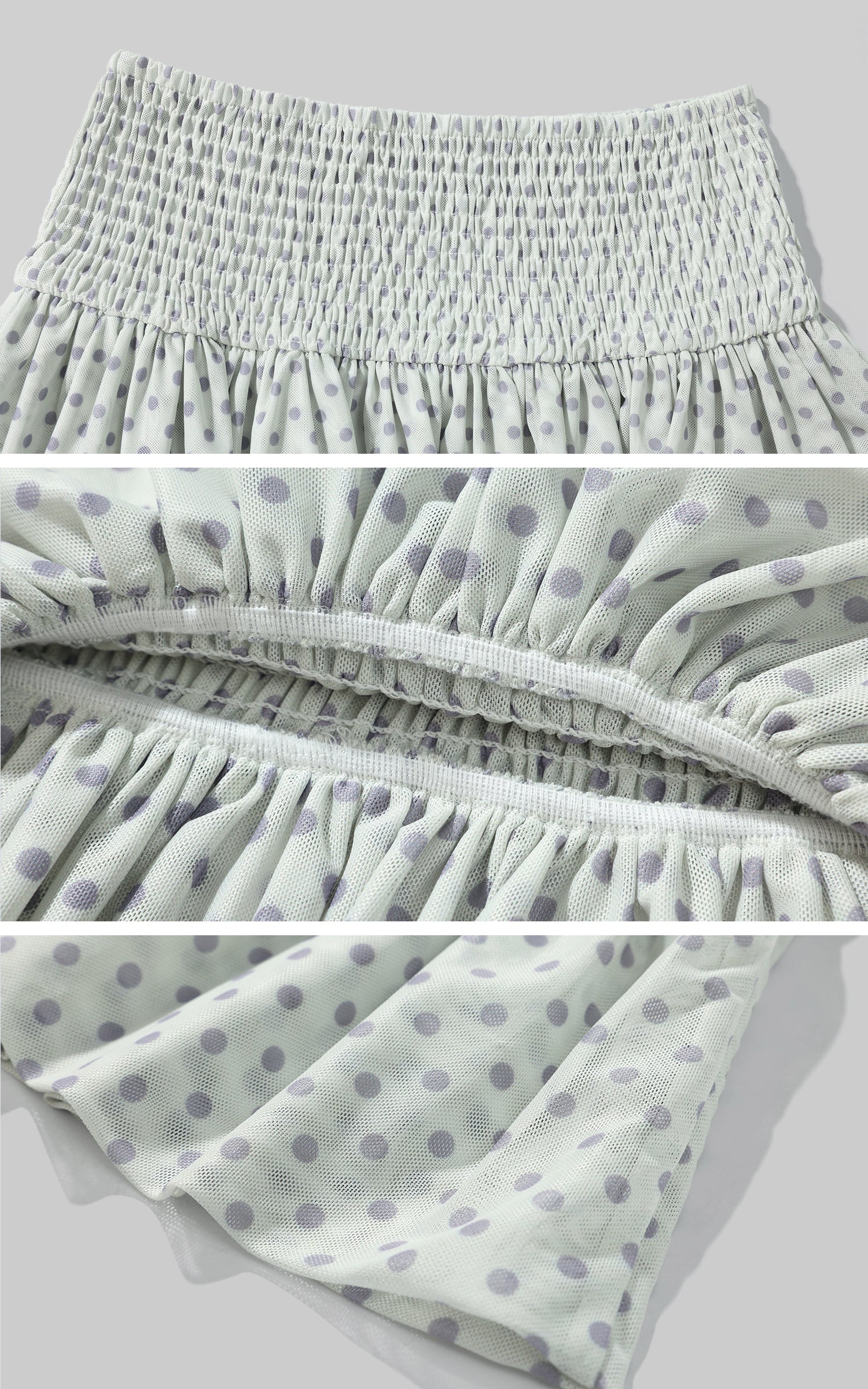 DreamyNerd Ruffled Dot Mesh Mini Skirt - PINKPARKS