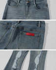 Rase le sol Distressed Low-Rise Flared Denim Pants