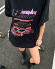 0122stepll スキ2000オーバーサイズグラフィックTシャツ