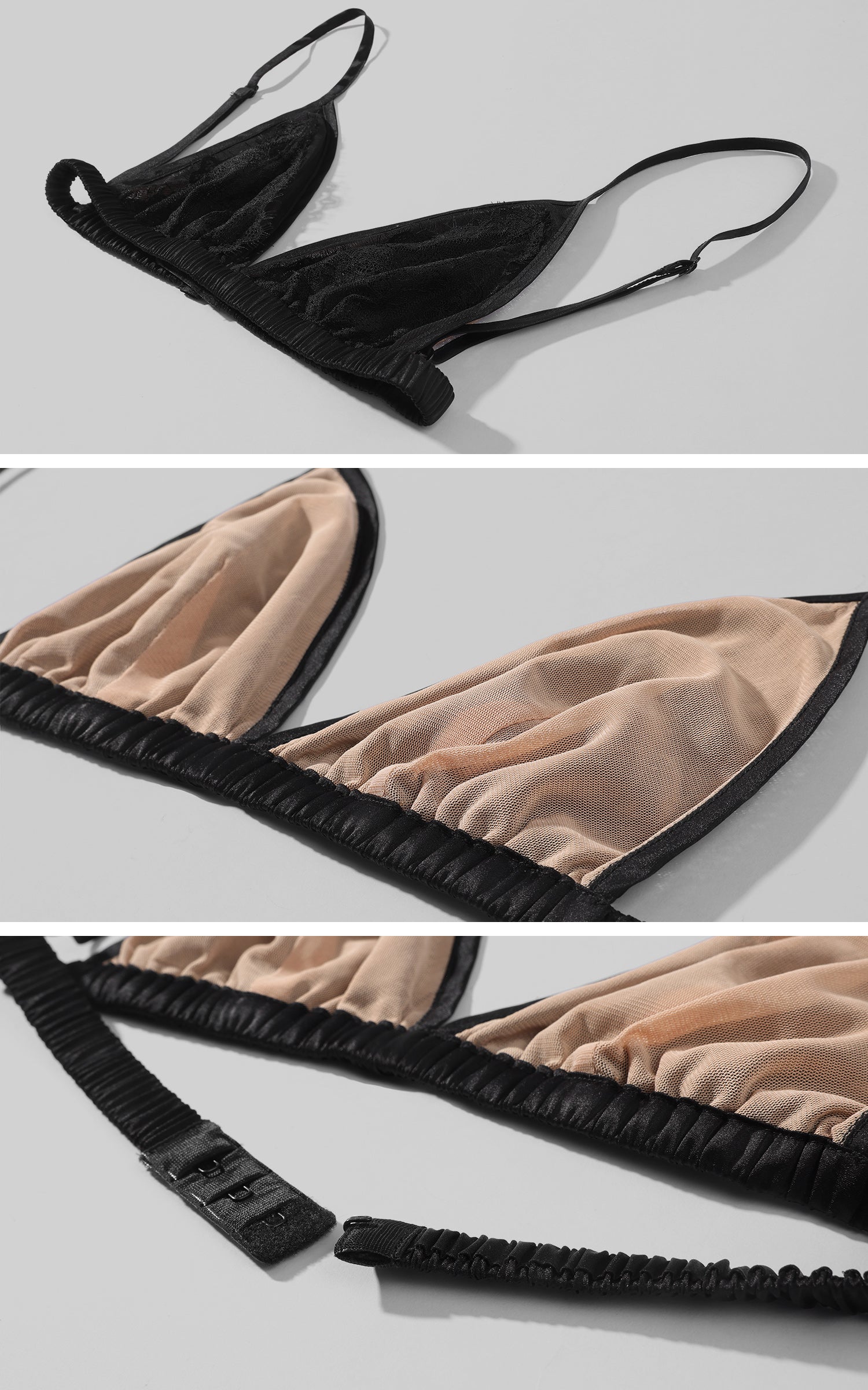 ROVENTE Layered Lace Bralette and Deep V Draped Graphic Tee Two-Piece Set
