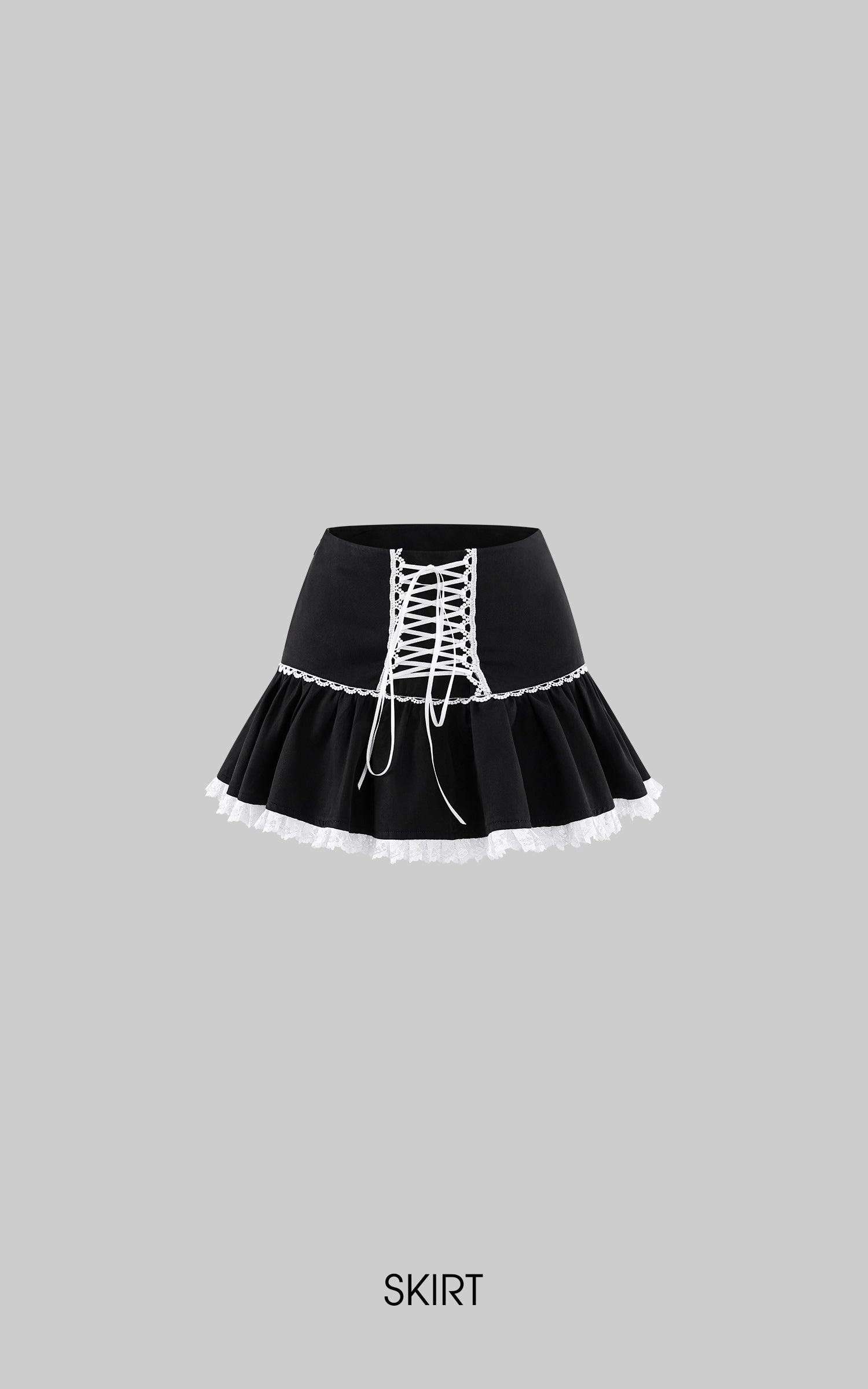 Rase le sol Cross-Laced Ruffle Strapless Top &amp; Layered Lace Mini Skirt Set