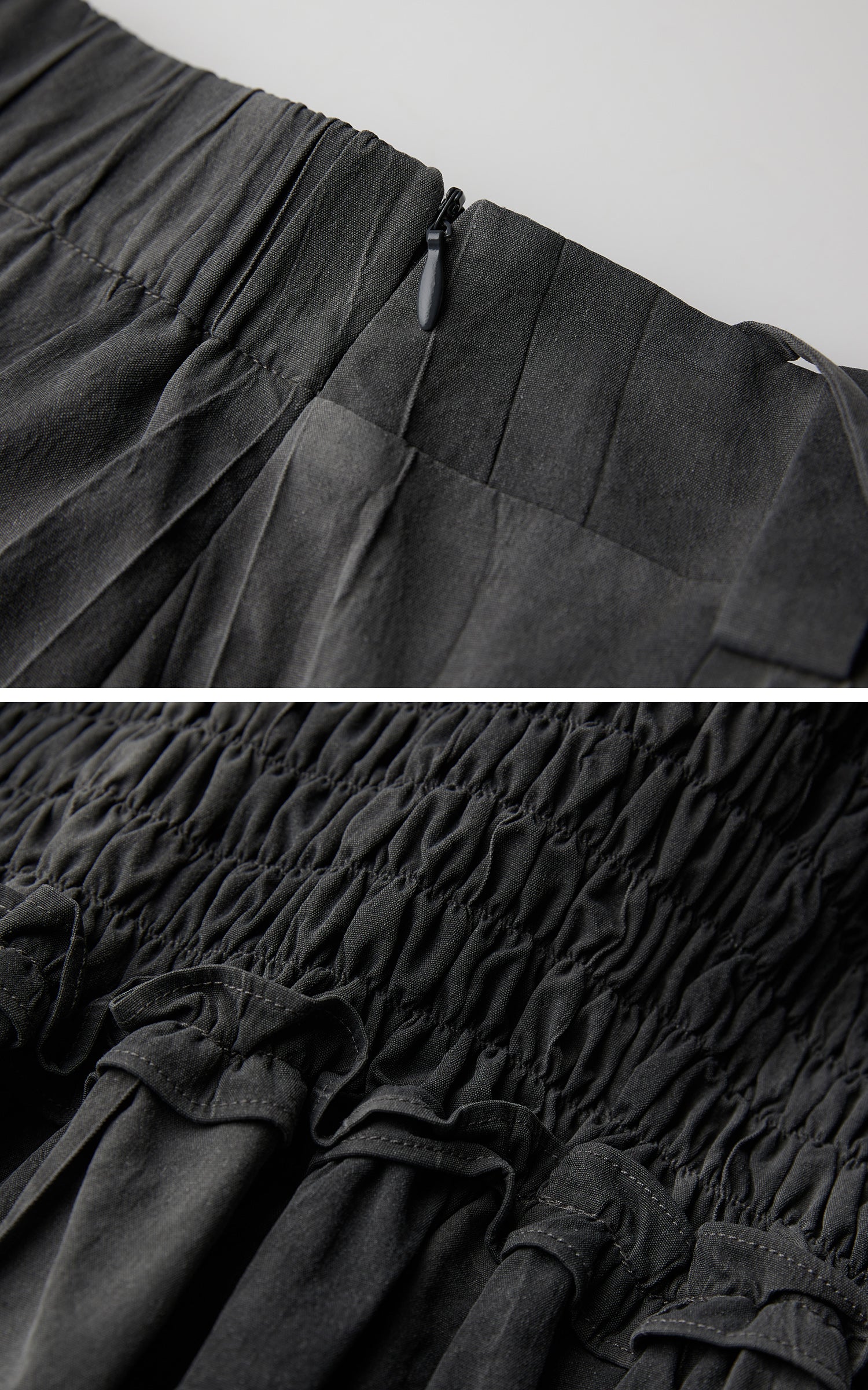 DOINDULGE Asymmetric Smocked Maxi Skirt