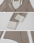 Rase le sol Asymmetric Layered Two-Piece Long Sleeve Top