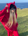 Rase le sol Rhinestone Gothic Zip-Up Hoodie & Wide-Leg Pants Set