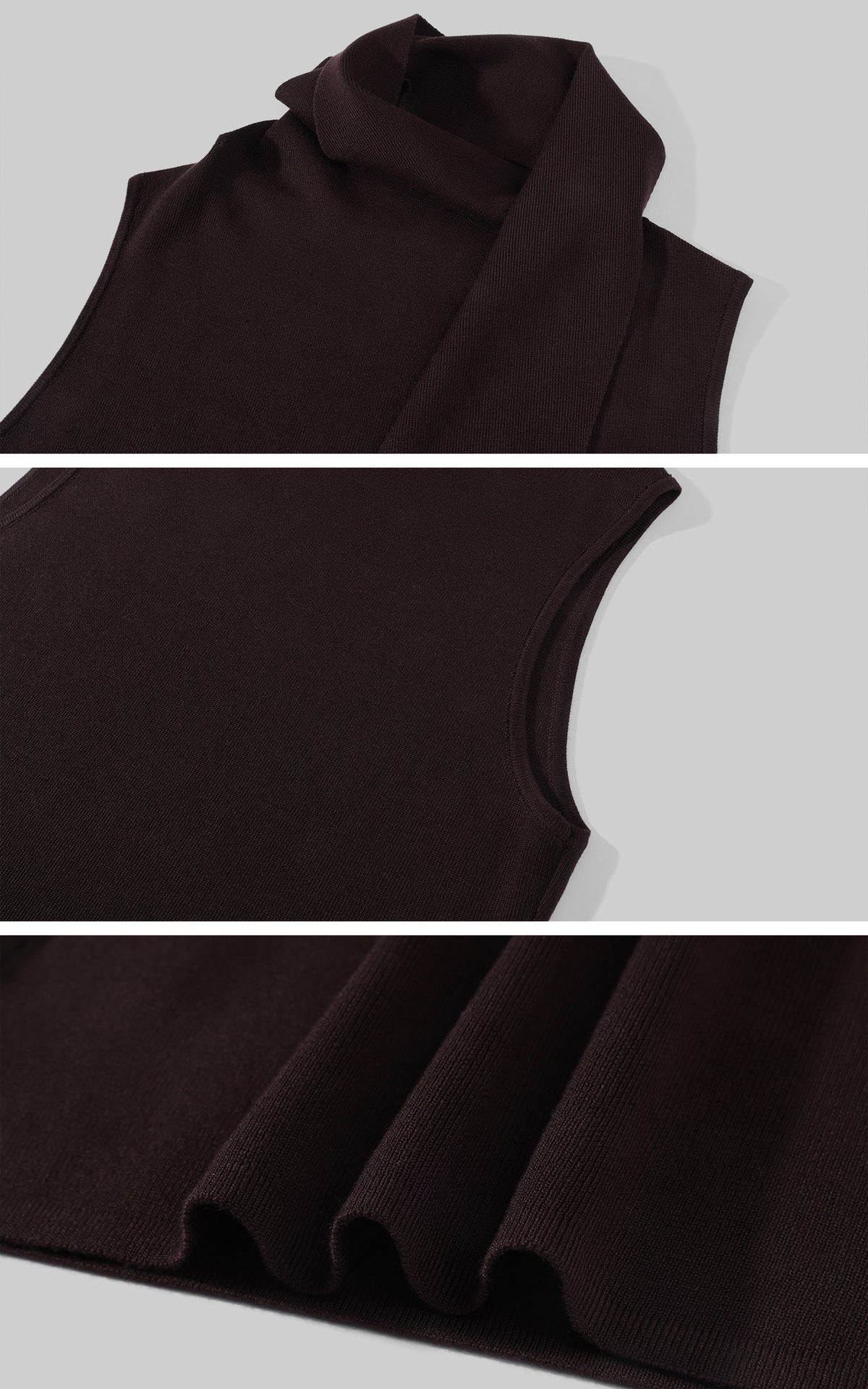 Hydrae Sculpted Drape High-Neck Scarf Detail Sleeveless Top