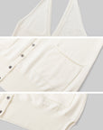 IAMXIAA Deep Halter Open-Back Button Knit Tank Top