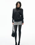 IAMXIAA Sheer Dolman Sleeve Turtleneck Knit Top