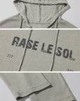 Rase le sol グレー フード付き プリント 長袖Tシャツ