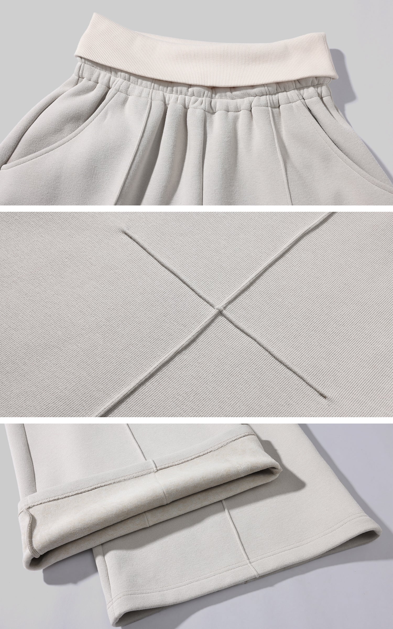 Rase le sol 커브드 헴 크롭 후디 &amp; 와이드 팬넬 스웨트팬츠 세트