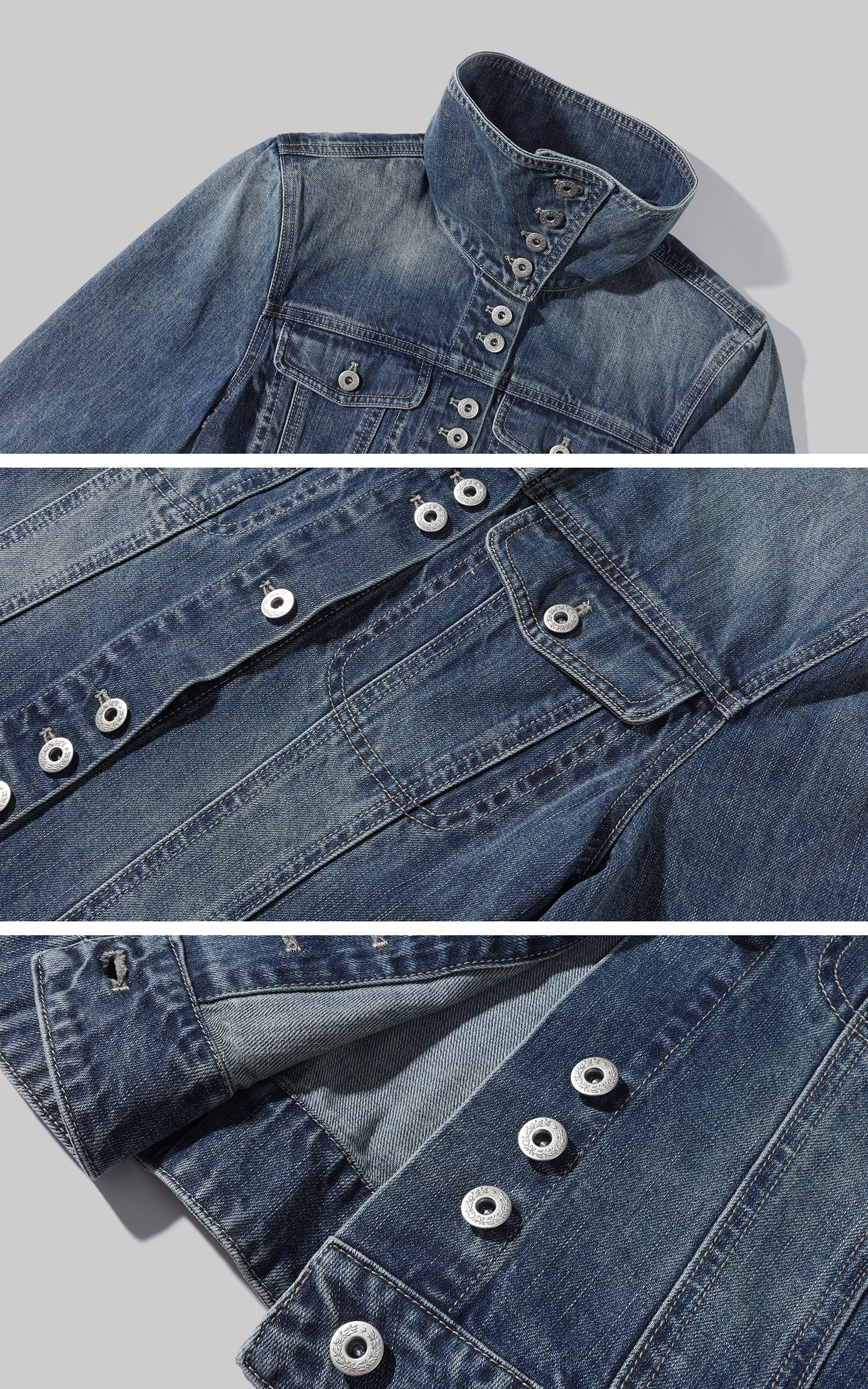 WARDEN EDGE Vintage Wash Sculpted Denim Jacket &amp; Micro Shorts Set