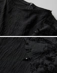 DOINDULGE Asymmetric Textured Sleeveless Top with Frayed and Beaded Detailing