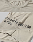 Rase le sol Ruched Waist Gothic Text Fitted T-Shirt - PINKPARKS