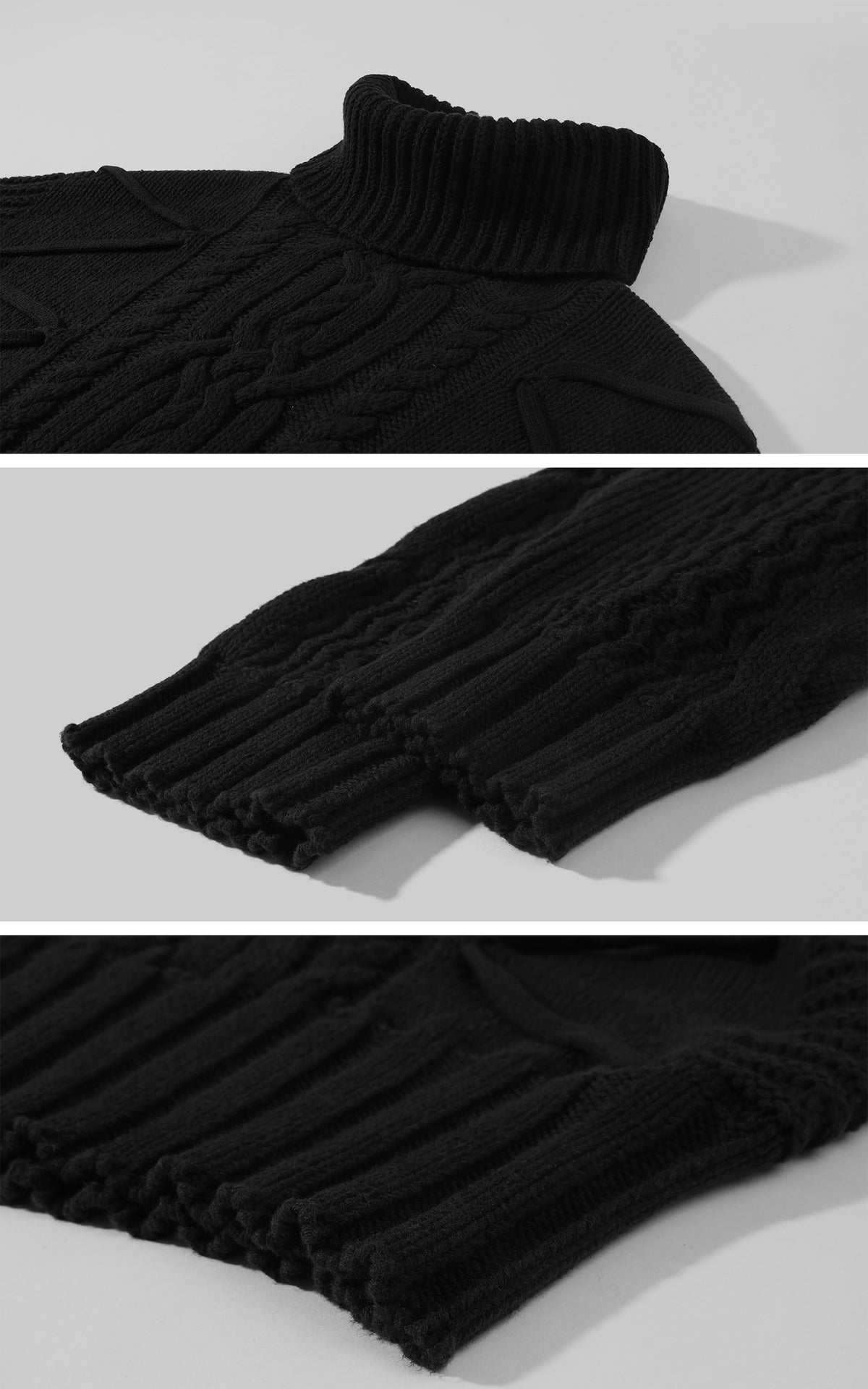0122stepll Deconstructed Cable Knit Turtleneck Sweater