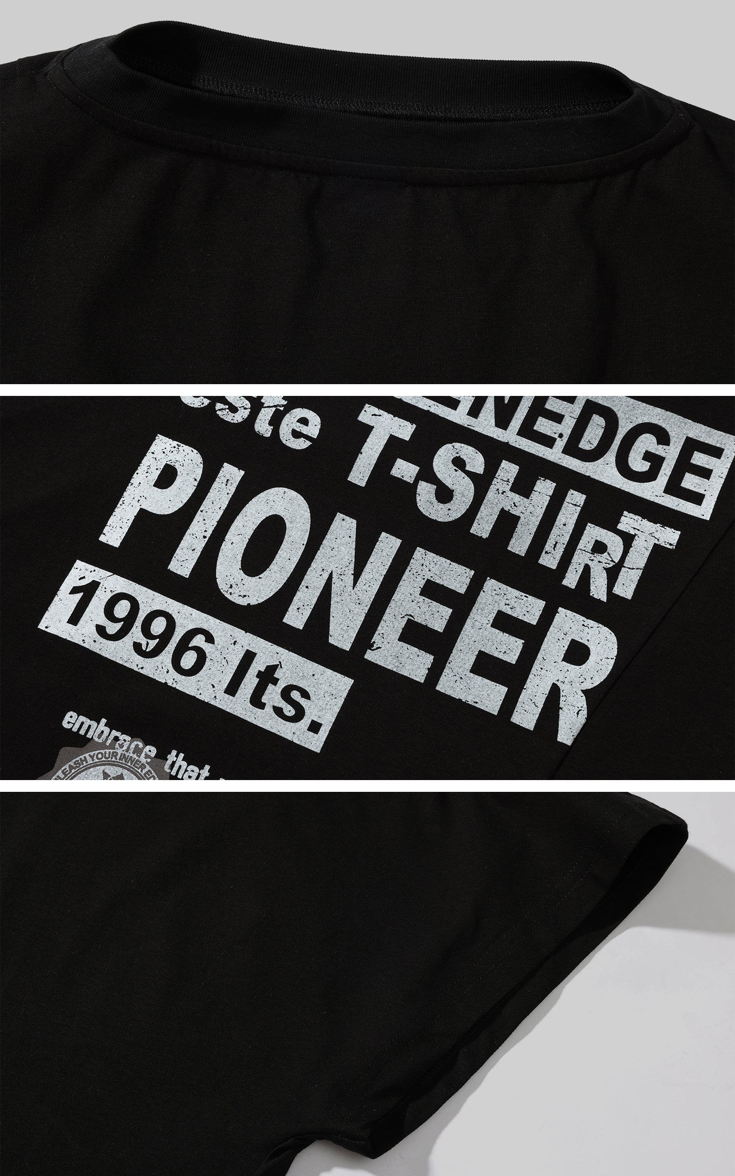 WARDEN EDGE Slashed Shoulder Graphic T-Shirt - PINKPARKS