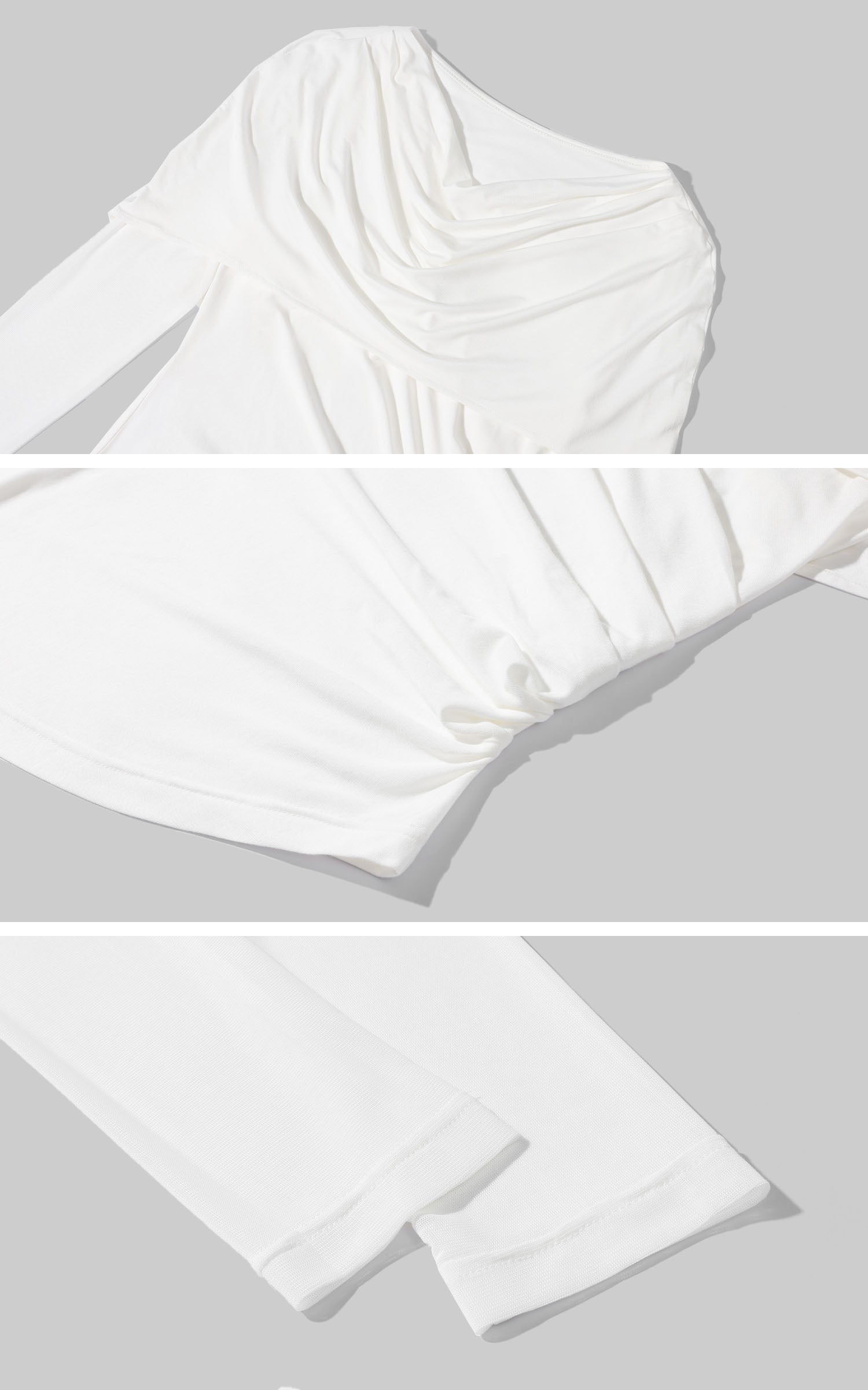 Rase le sol Asymmetric Draped Long Sleeve Top