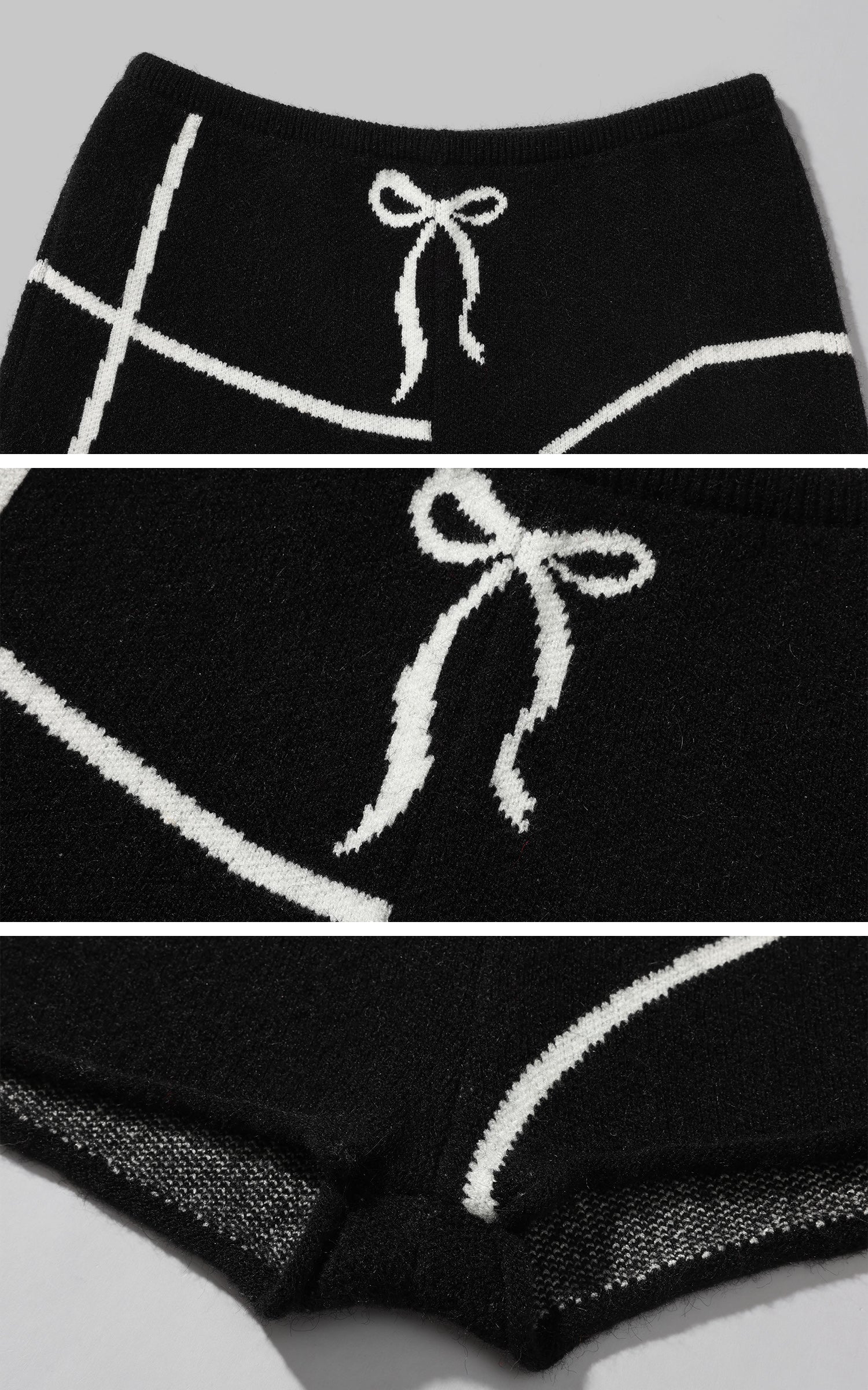 Rase le sol Black Knit Set with Cross Butterfly Motif