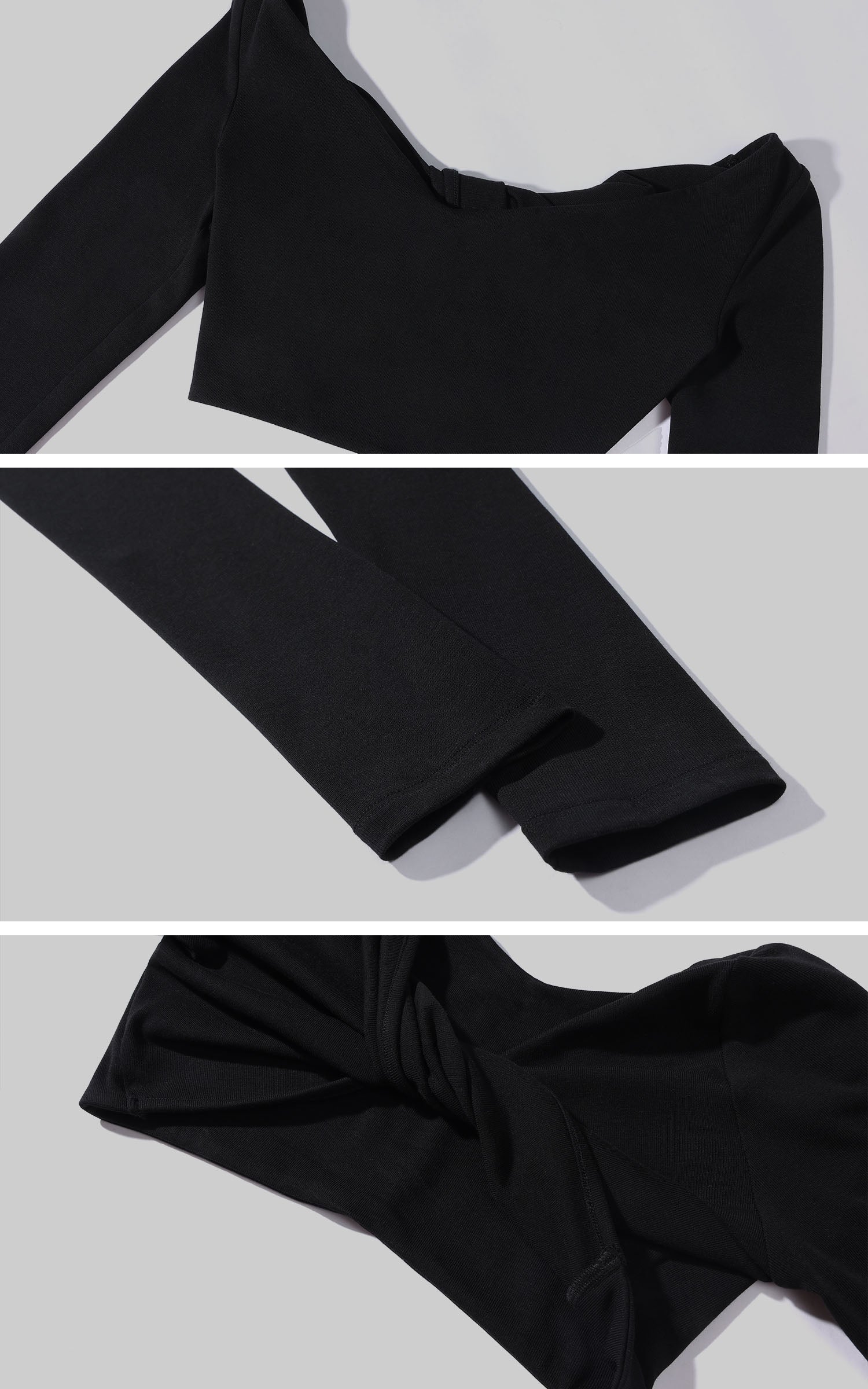 0122stepll Twisted Back Off-Shoulder Long Sleeve Crop Top