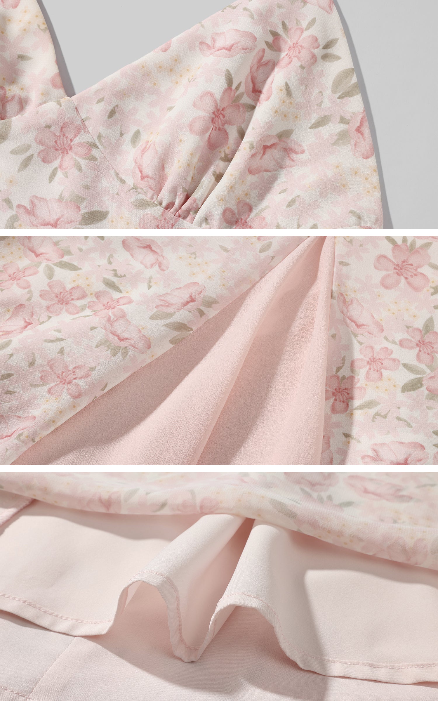 DreamyNerd Vintage Floral Halter Mini Dress with Chiffon Inserts and Flared Skirt - PINKPARKS