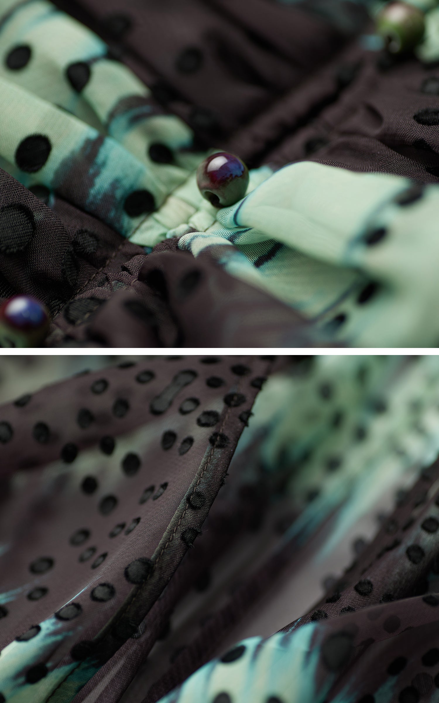 DOINDULGE Draped Dot Mesh Cardigan
