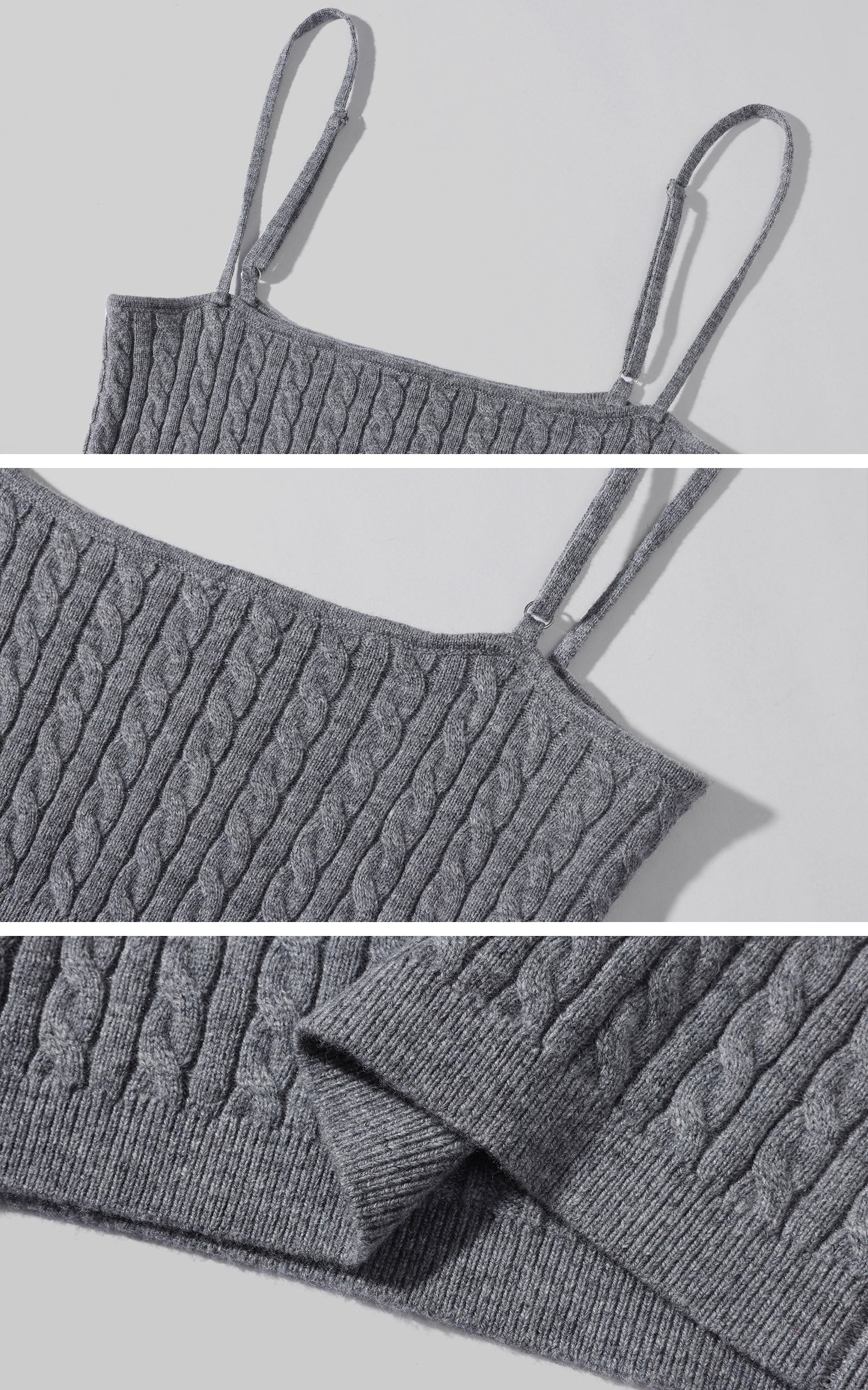 ROVENTE Cable Knit Bandeau and Longline Cardigan Set