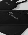 ROVENTE Rhinestone Logo Lace Trim Tank Top