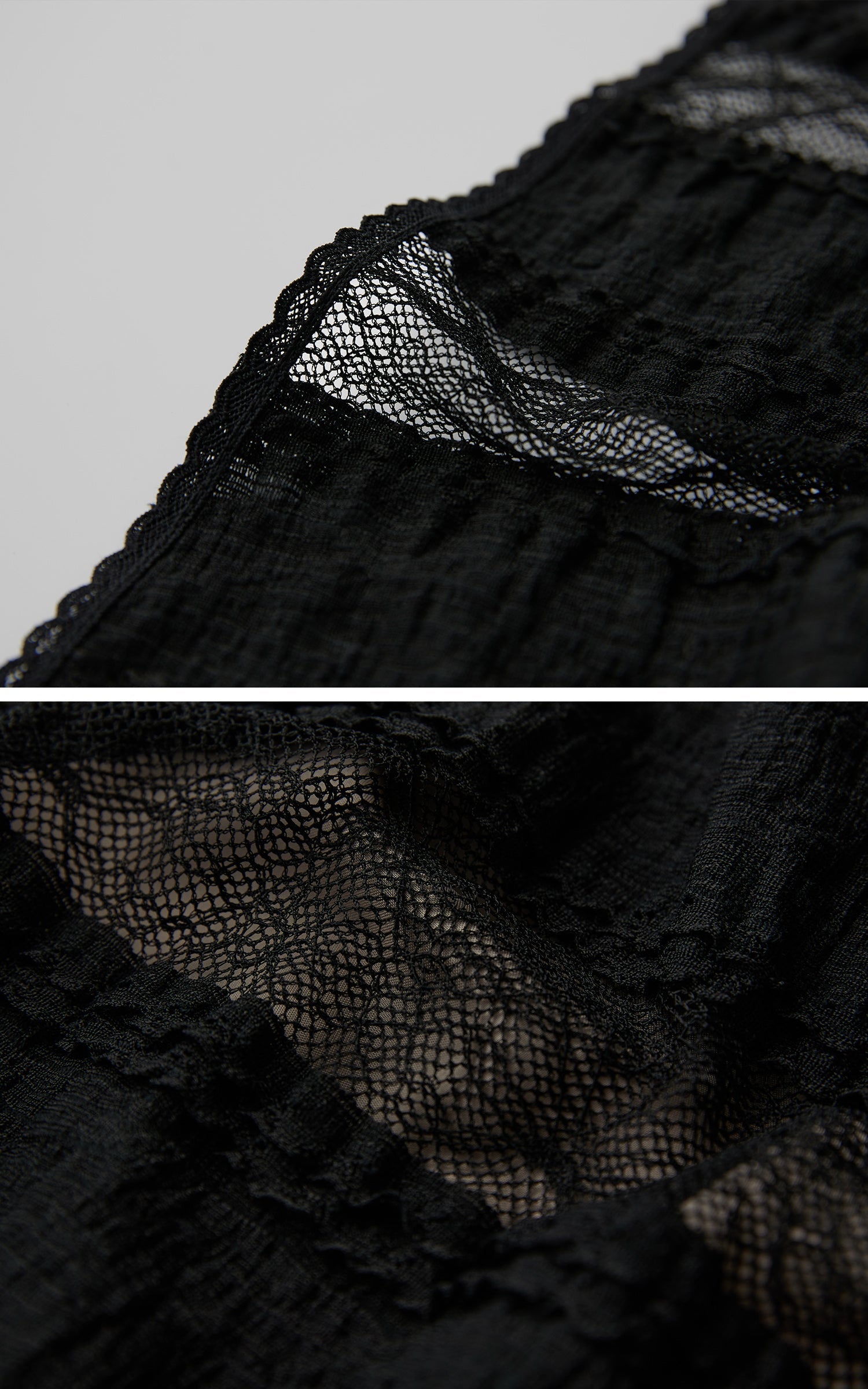 DOINDULGE Layered Sheer Drape Skirt with Lace Panels