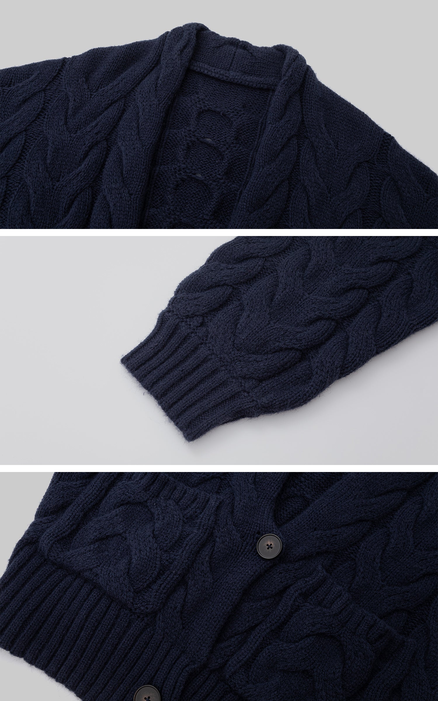 IAMXIAA Cable Knit Button Cardigan Relaxed Fit