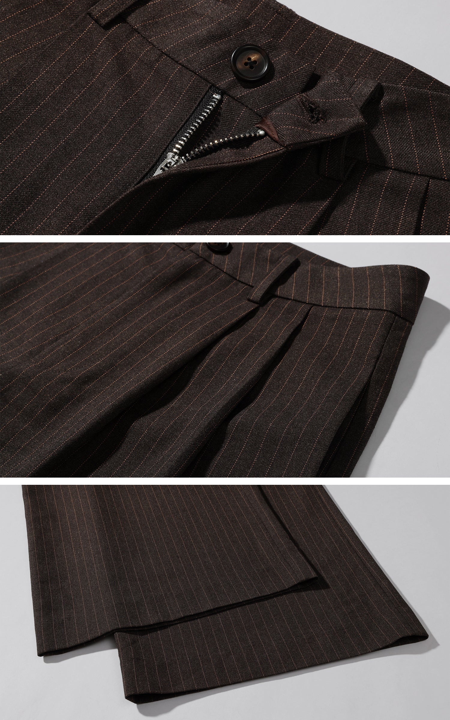 ROVENTE Pinstripe Wide-Leg Trousers with Pleated Front and Tailored Waist