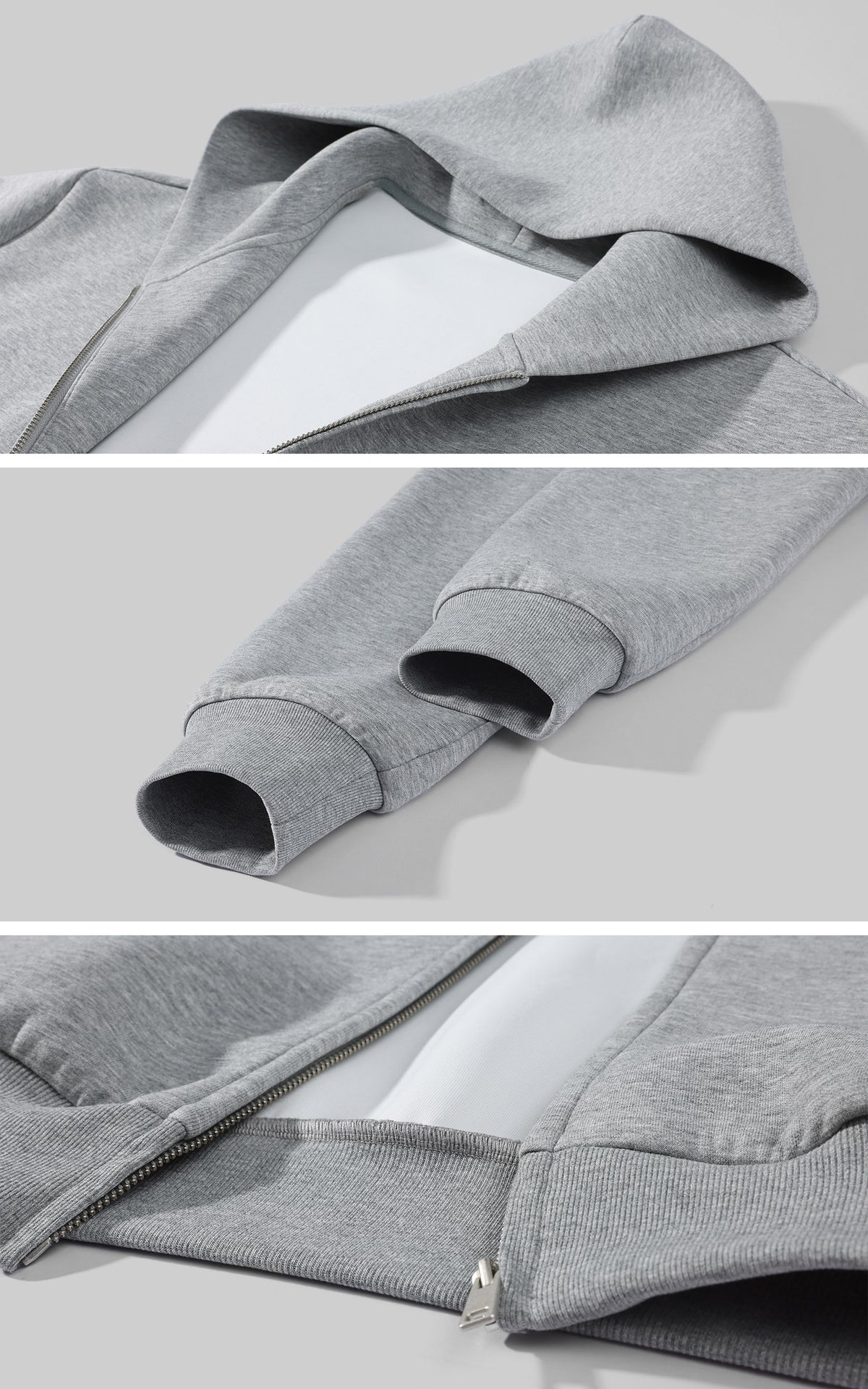 Hydrae Soft Grey Oversized Zip Hoodie &amp; Wide-Leg Drawstring Sweatpants Two-Piece Set