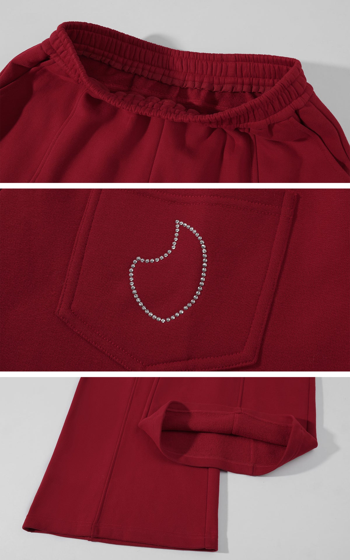 Rase le sol Rhinestone Gothic Zip-Up Hoodie &amp; Wide-Leg Pants Set
