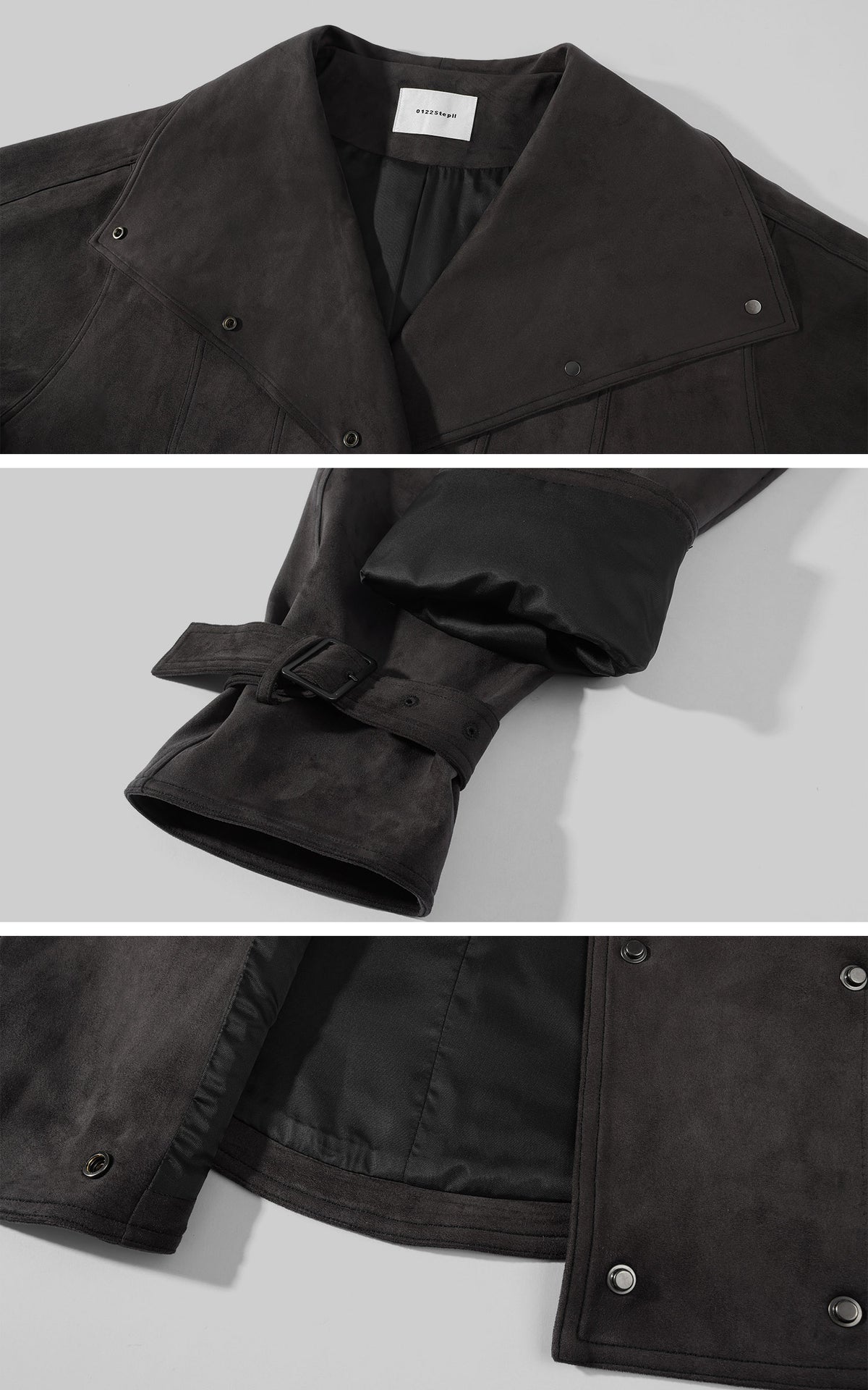 0122stepll Washed Suede Belted Biker Jacket